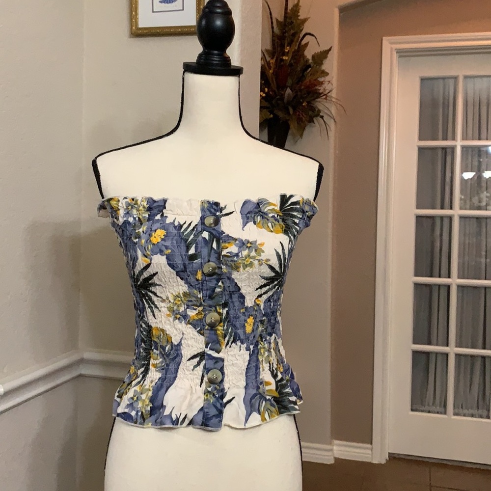 Style Envy blue tropical tube top Size S